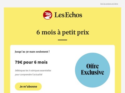 💥 Ce soir il sera trop tard : abonnez-vous à 79€ seulement  