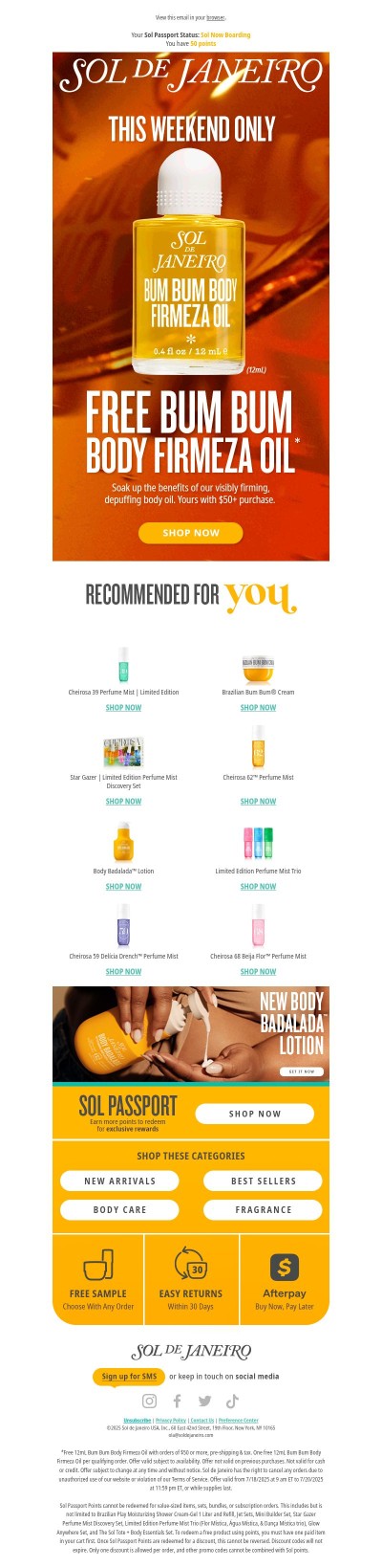 Surprise! FREE visibly firming body oil ☀️