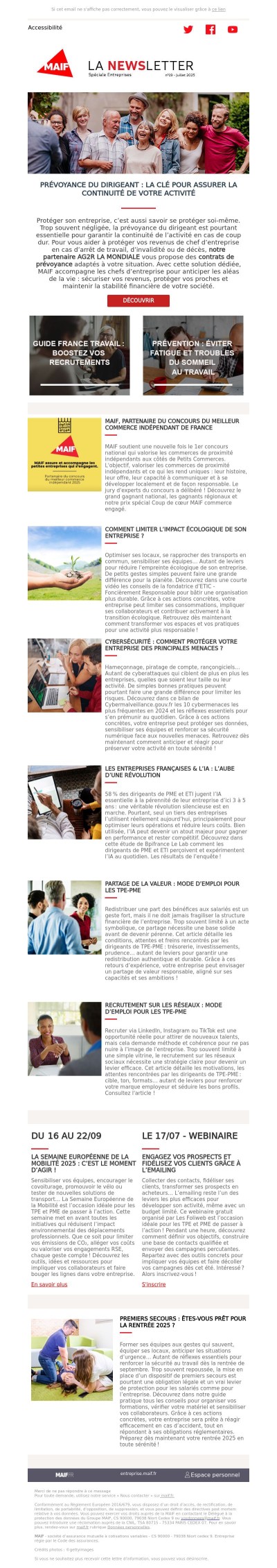 Dirigeants, l’été pour agir : prévoyance, cybersécurité, premiers secours…découvrez les actualités de l’été !