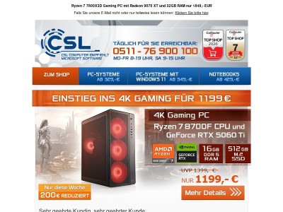 Der Einstieg ins 4K Gaming für 1199,- EUR - Ryzen 7 Gaming PC mit GeForce RTX 5060 Ti 16GB
