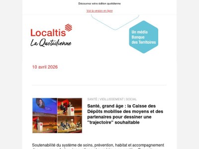 Actualités Localtis du lundi 13 avril 2026
