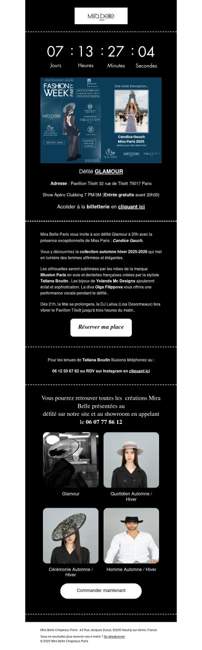 Paris fashion Week invitation Glamour dans la nuit Parisienne