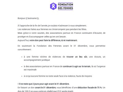 Avant le 31 décembre, votre don peut changer une vie.