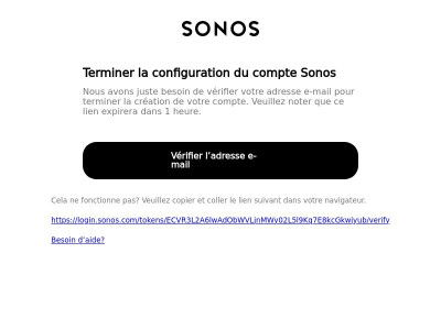 Terminer la configuration du compte Sonos