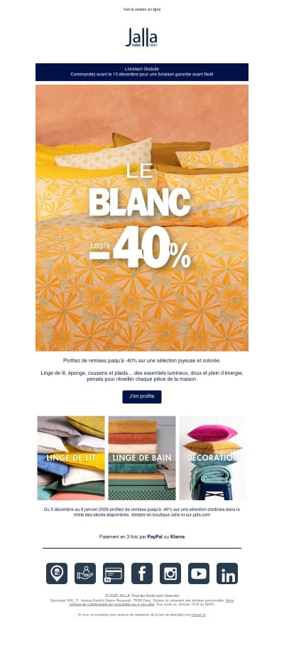 Jusqu'à -40% sur une sélection colorée