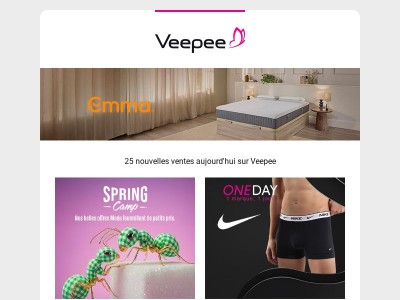 Aujourd'hui : Spring Camp, Nike, Zone Denmark et 22 autres ventes sur Veepee