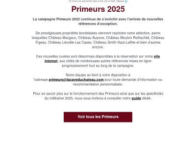 Primeurs 2025 : nouveaux arrivages
