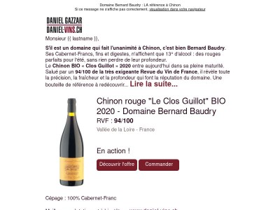 94/100 pour ce superbe Chinon BIO à seulement 13°