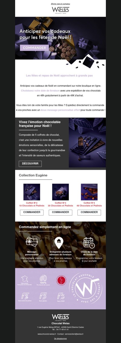 Commandez vos cadeaux de chocolat