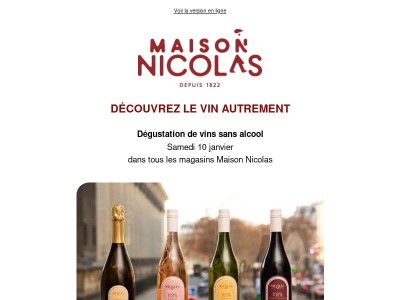 Invitation à une dégustation dans votre magasin Maison Nicolas