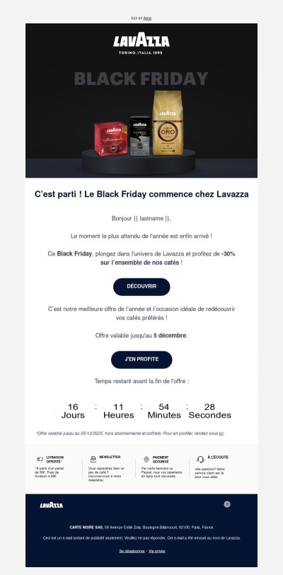 Black Friday : -30% sur tous vos cafés 🎉