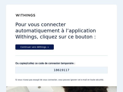 Voici votre code de connexion temporaire