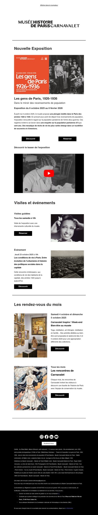 Ouverture de l'exposition Les gens de Paris, 1926-1936