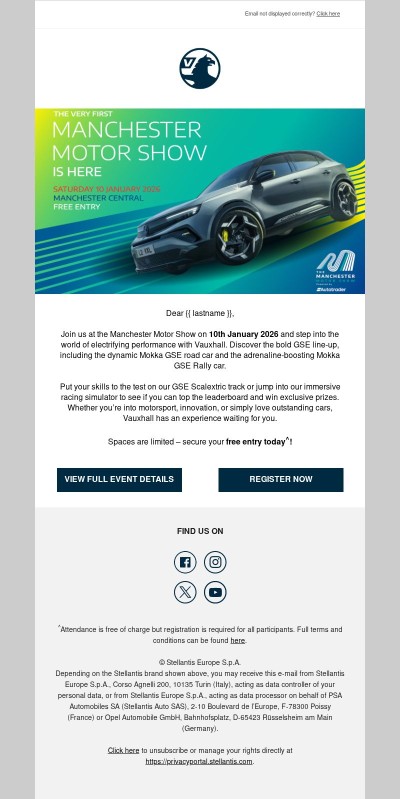 Free Entry! Join us at the Manchester Motor Show