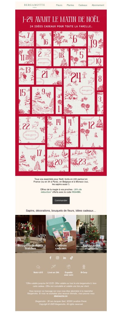 {{ lastname }}, 20% offerts sur nos 24 idées cadeaux pour Noël 🌟