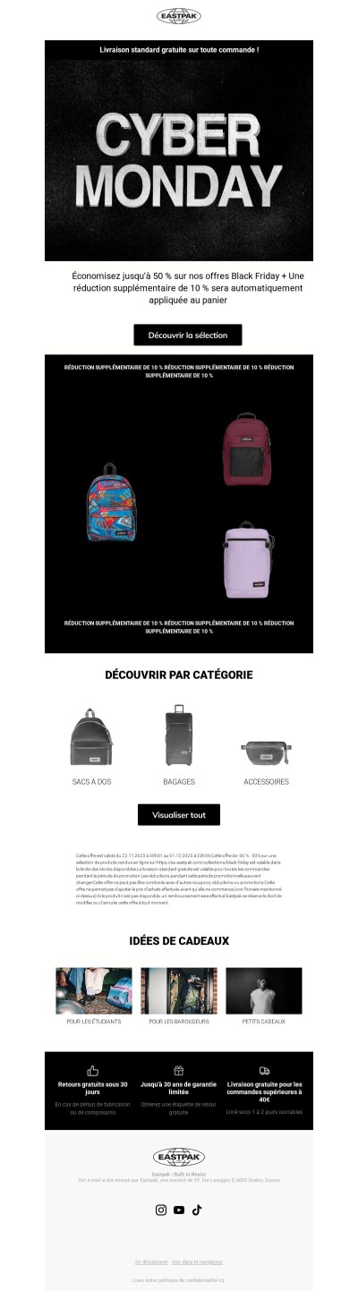 CYBER MONDAY : Votre dernière chance d'économiser avec nos offres Cyber Monday.