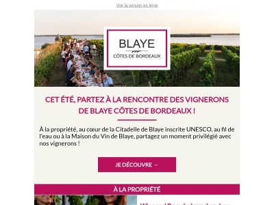 Votre été avec les vignerons de Blaye Côtes de Bordeaux