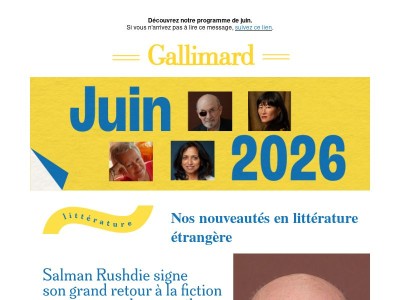 ☀️ Le programme de juin des Éditions Gallimard​