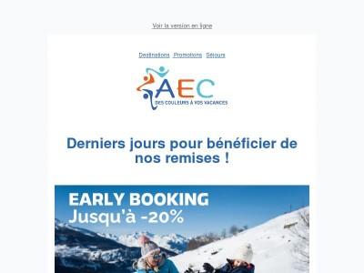 Derniers jours pour bénéficier de nos remises !

🎁