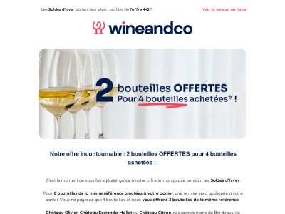 📣SOLDES D’HIVER : 2 bouteilles OFFERTES pour 4 achetées !
