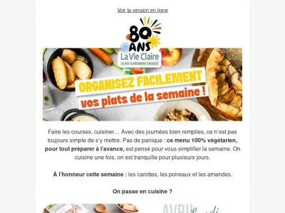 Organisez facilement vos plats de la semaine !