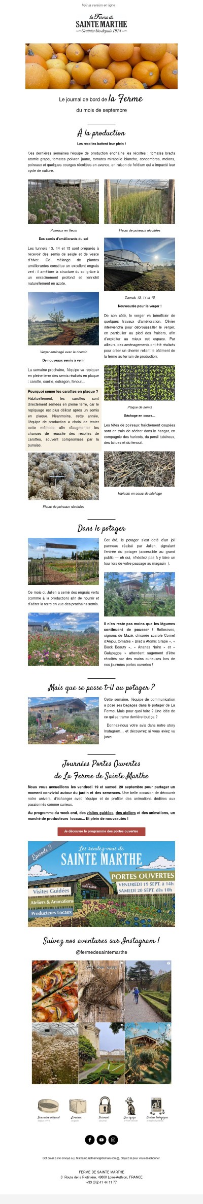 Journal de bord du mois de septembre