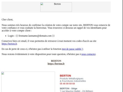 Confirmation de création de votre compte
