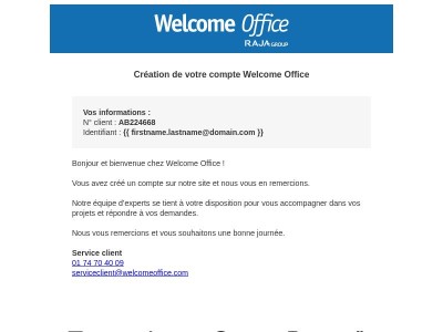 Création de votre compte Welcome Office