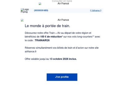 100 € de réduction avec Train + Air