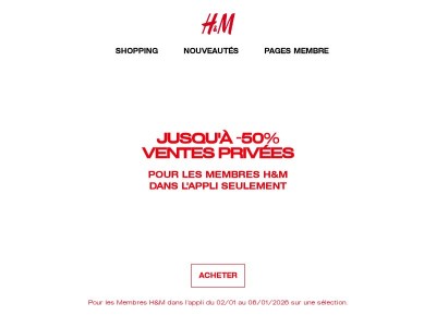 Ventes privées seulement dans l'appli