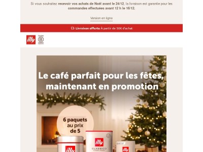 La promotion pour vos cadeaux : 6 paquets de café au prix de 5