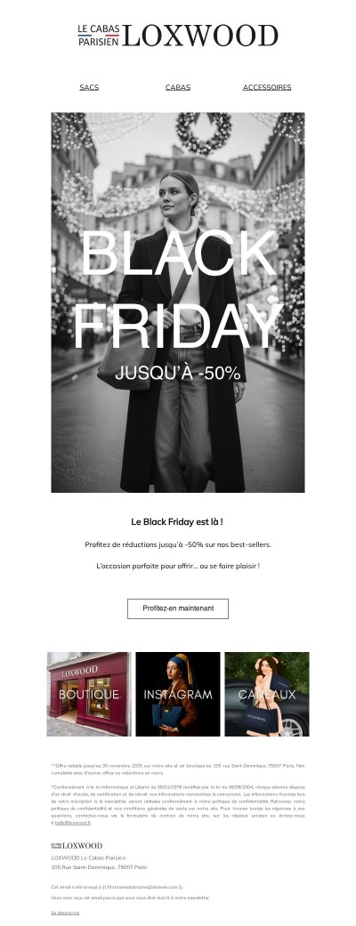 Black Friday Loxwod: Jusqu’à -50% 🖤