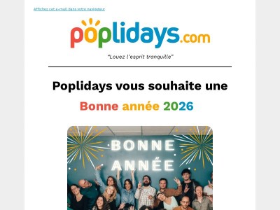 Poplidays vous souhaite une Bonne année 2026 🎉