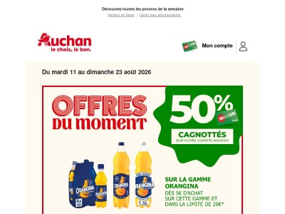 50 % cagnottés sur la gamme Orangina, ça pétille !