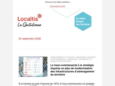 Actualités Localtis du vendredi 25 septembre 2026