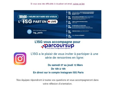  🔥  VOUS AVEZ RENDEZ-VOUS  AVEC L'ISG  !  