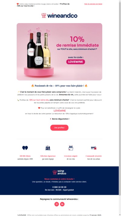 ❤️​ Cupidon préfère le raisin… et vous offre -10% sur tout le site, sans minimum d'achat !