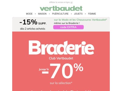 ☀️ Braderie d'été jusqu'à -70% : les PETITS PRIX, c'est par ici !