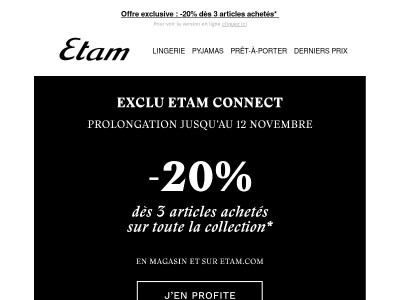 Dernier jour demain : -20% dès 3 articles achetés* ✨