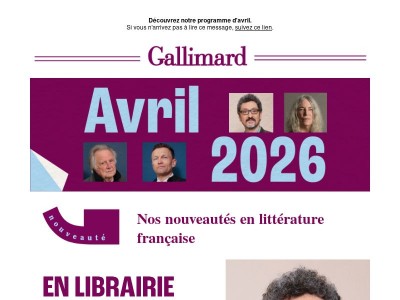 🌸 Le programme d'avril des Éditions Gallimard​