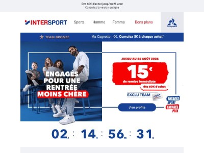 Pensez à utiliser vos 15€ de remise immédiate {{ firstname }} !