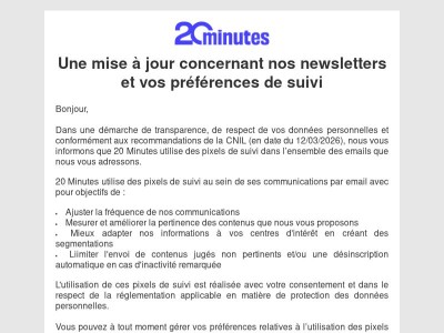 Une mise à jour concernant nos emails et vos préférences