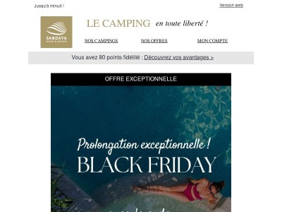Prolongation Black Friday jusqu'à minuit ! Jusqu'à -30%* sur vos vacances !