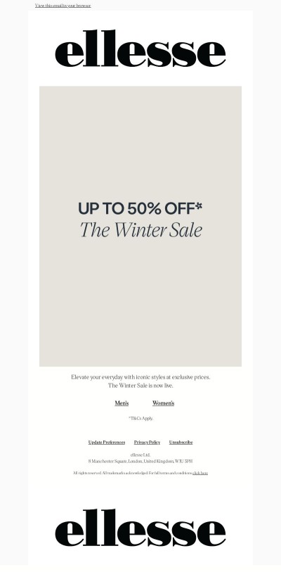 Up to 50% off starts now.