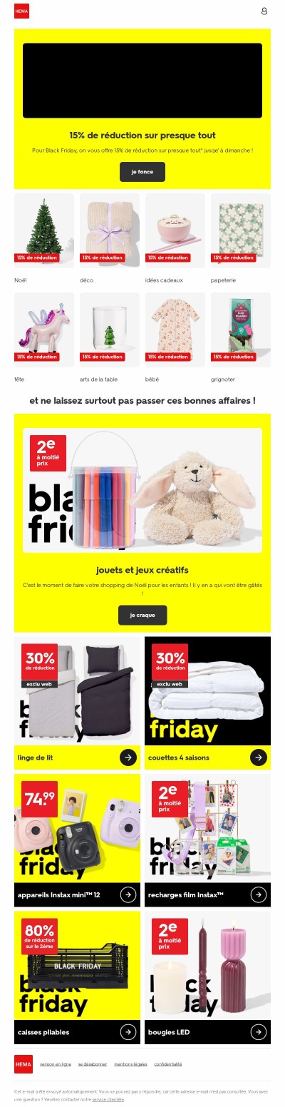 🖤 15% de réduction sur presque tout pour Black Friday