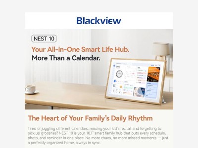 New Arrival in Our EU Warehouse! Blackview NEST 10 Stylish 10.1-inch Touchscreen Digital Calendar