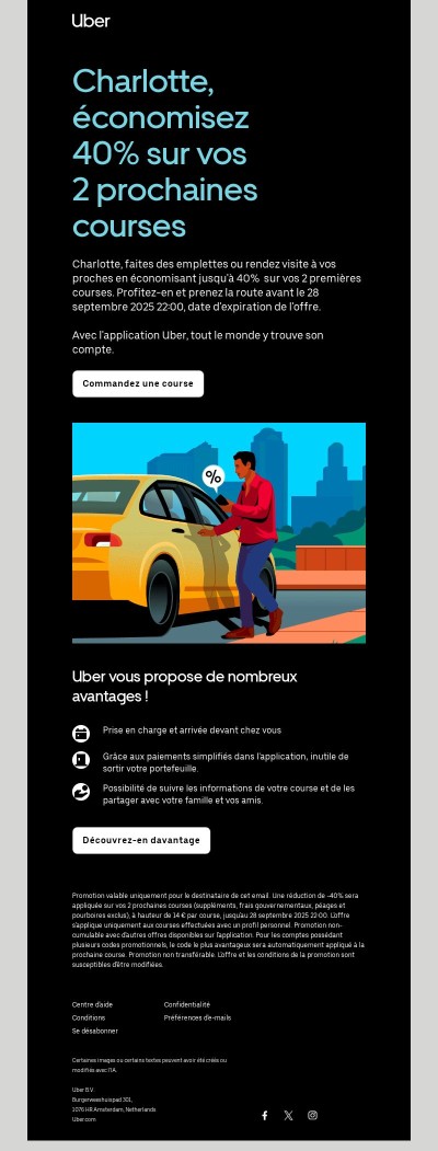 Vous allez quelque part ? Profitez de -40% sur vos 2 prochaines courses