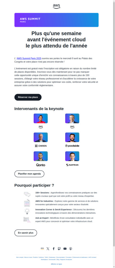 Dernière chance | AWS Summit Paris 2025 la semaine prochaine