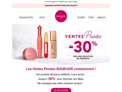 Ventes privées Bourjois : jusqu’à -30% !
