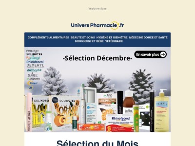 {{ firstname }}, la Sélection de Décembre est arrivée sur universpharmacie.fr ! ❄️✨️